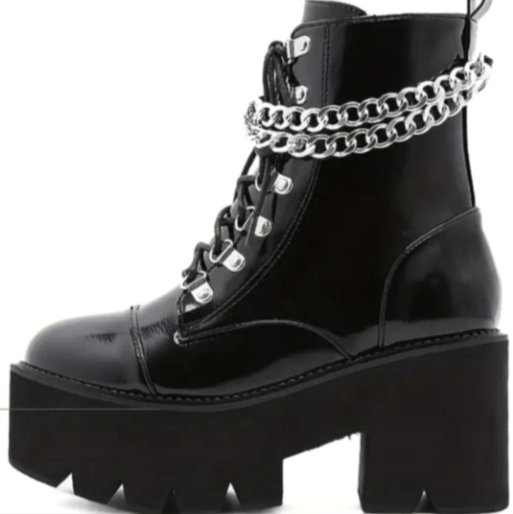 Ladies chunky heel chain detailed boots sz 7 - Picture 13 of 14
